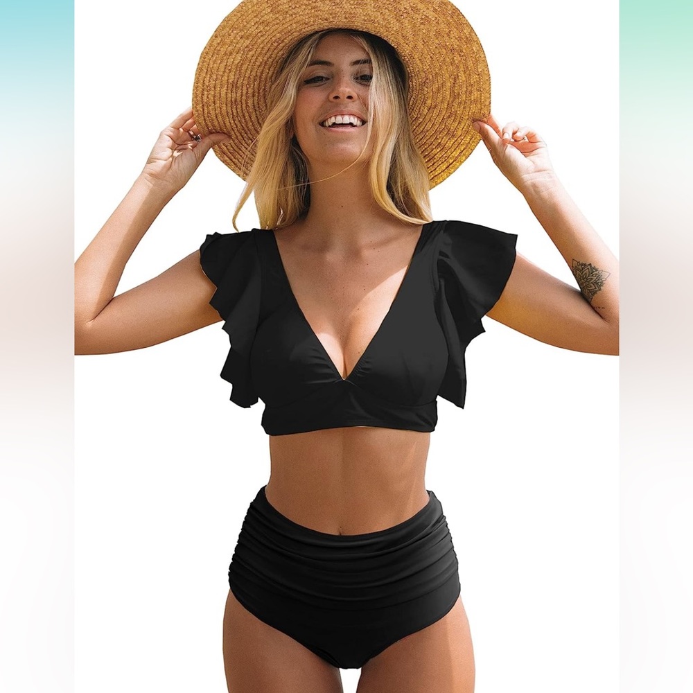 NWOT ruffle high waist bikini swimsuit